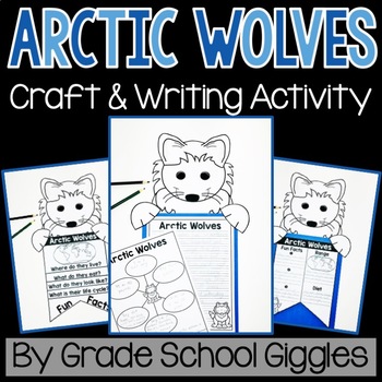 Preview of Arctic Wolf Winter Craft, Arctic Animal Research Writing Project 1st - 3rd Grade