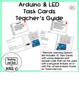 Preview of Arduino & LED Makerspace Task Cards with Teacher's Guide