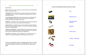 Preview of Arduino Sensors & Accessories Worksheet