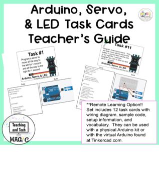 Preview of Arduino, Servo, & LED Task Cards with Teacher's Guide