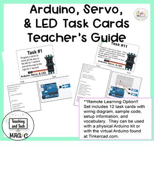 Preview of Arduino, Servo, and LED Task Cards with Teacher's Guide Bundle