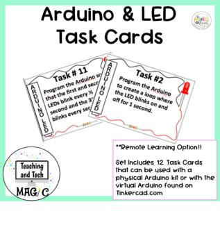 Preview of Arduino and LED Makerspace Task Cards for Face-to-Face and Remote Learning
