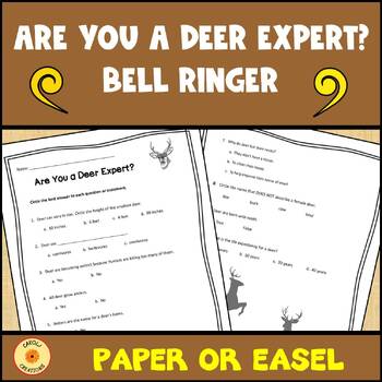 Preview of Deer Facts Bell Ringer Are You A Deer Expert with Easel Option