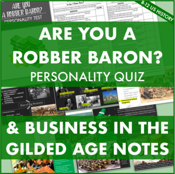 Preview of Are You A Robber Baron? Personality Quiz + Gilded Age Business NOTES