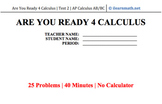 Are You Ready 4 Calculus - MC Test 2