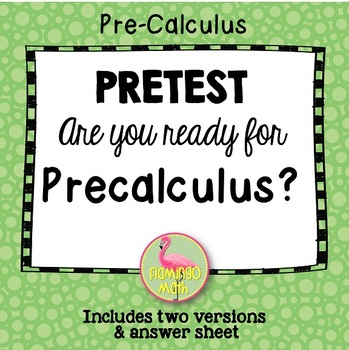 Preview of Are You Ready for PreCalculus PRE-TEST