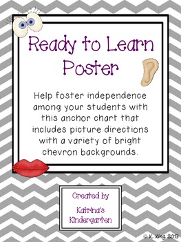 Are You Ready To Learn Posters Bright Chevron By Katrina S Kindergarten