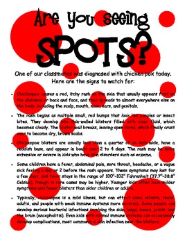 Preview of Are You Seeing Spots? - A Letter to Parents About Chicken Pox