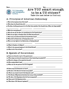 Are You Smart Enough to be a US Citizen? -- Citizenship Exam | TPT