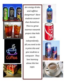 Preview of Are energy drinks and caffeine dangerous?  Guided internet research