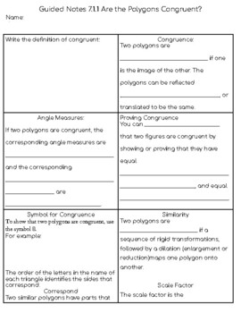 Preview of Are the Polygons Congruent Guided Notes