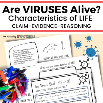 Preview of Characteristics of Life Worksheet.  Are viruses alive? Digital & Print.