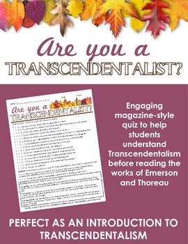 Preview of Are you a Transcendentalist? Quiz -- Perfect as an intro to Transcendentalism