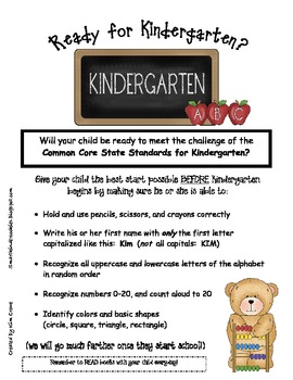 Preview of Are you ready for Kindergarten?