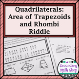 Area -  Area of Trapezoids and Rhombi Riddle Worksheet