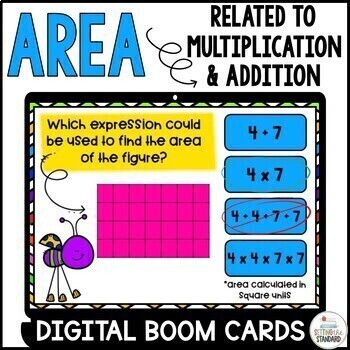 Preview of Area Related to Addition and Multiplication 3rd Grade Math Boom Cards