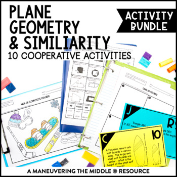 Preview of Plane Geometry Activity Bundle | Area, Circumference, & Scale Drawing Activities
