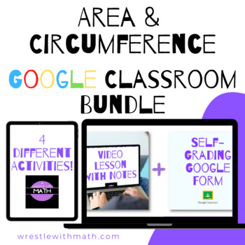 Preview of Area & Circumference Google Form Bundle – Perfect for Google Classroom!