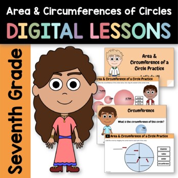 Preview of Area & Circumference of Circles 7th Grade Google Slides | Math Fact Fluency