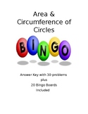 Area & Circumference of Circles Bingo with 20 pre-filled b