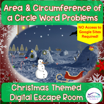Preview of Area & Circumference of Circles: Christmas Themed Digital Escape Room