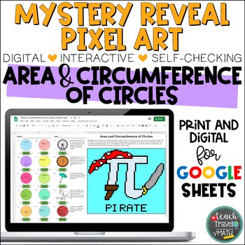 Preview of Area & Circumference of Circles Digital Pixel Art for Google Sheets