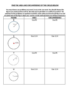 Preview of Area & Circumference of Circles Scavenger Hunt