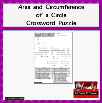 Preview of Area Circumference Circle Crossword Puzzle Task Project Review Geometry Algebra