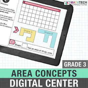 Preview of Area Concepts Digital Math Test Prep | 3rd Grade Math Center | 3.MD.5 & 3.MD.6