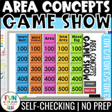 Area Concepts Game Show for 3rd Grade Math Review 3.MD.5/6/7