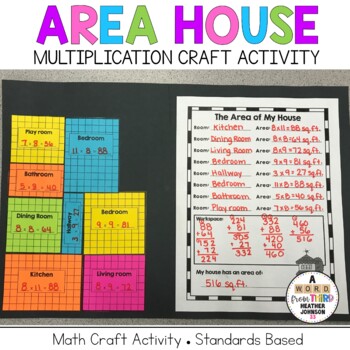 Preview of Area Model Project House Craft Multiplication