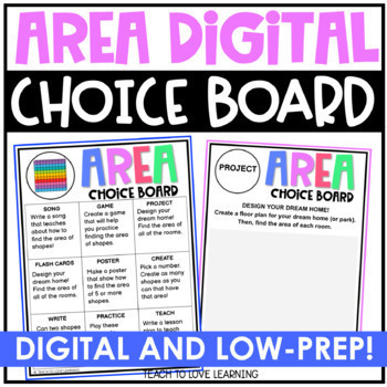 Preview of Area Digital Choice Board┃Area Activities ┃Area Choice Board