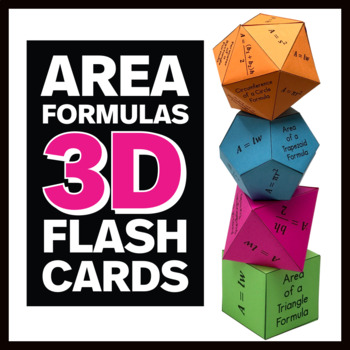 Preview of Area Formulas Flash Cards - 12 Sided & 20 Sided 3D Flash Cards