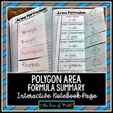 Area Formulas Summary Interactive Notebook Page