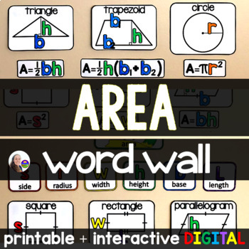 Preview of Area Formulas Math Classroom Word Wall