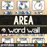Area Formulas Math Classroom Word Wall