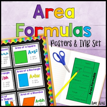 Preview of Area Formulas Posters and Interactive Notebook INB set Anchor Chart