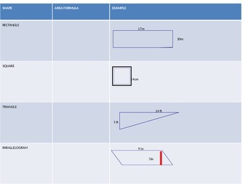 Preview of Area Graphic Organizer