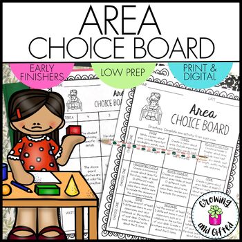 Preview of Area Menu Choice Board for Enrichment, Differentiation and Early Finishers