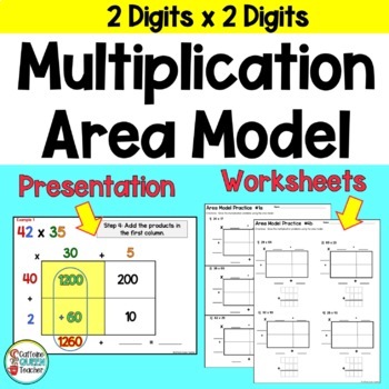 Preview of Area Model or Open Array Presentation and Worksheets EDITABLE