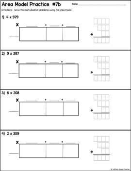 area model for multiplication open array box model tpt