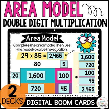 Preview of 2 Digit by 2 Digit Area Model Multiplication Boom Cards