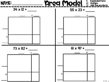 Area Model Multiplication Double Digit : 2-digit by 2-digit