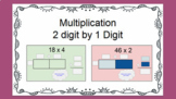 Area Model Multiplication 2 Digit by 1 Digit Digital