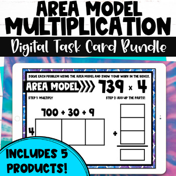 Preview of Area Model Multiplication Digital Task Card Bundle -  Multidigit Multiplication
