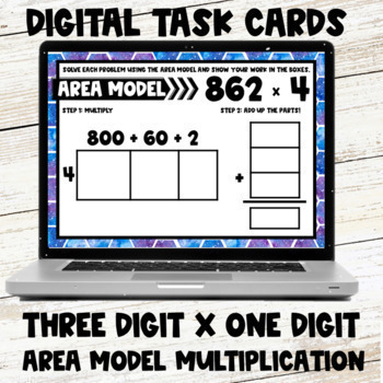 Preview of Area Model Multiplication Digital Task Cards - 3 Digit by 1 Digit Problems