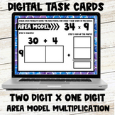 Area Model Multiplication Digital Task Cards - Two Digit by One Digit Problems