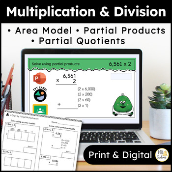 Preview of Box Method Area Model Multiplication, Partial Product, Partial Quotient Division