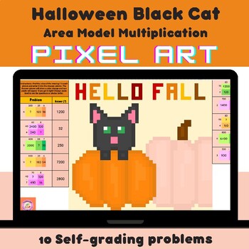 Preview of WEEKLY FREEBIE Area Model Multiplication | Halloween Fall Mystery Pixel Art