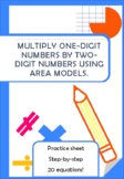 Area Model Multiplication Worksheet - 20 questions